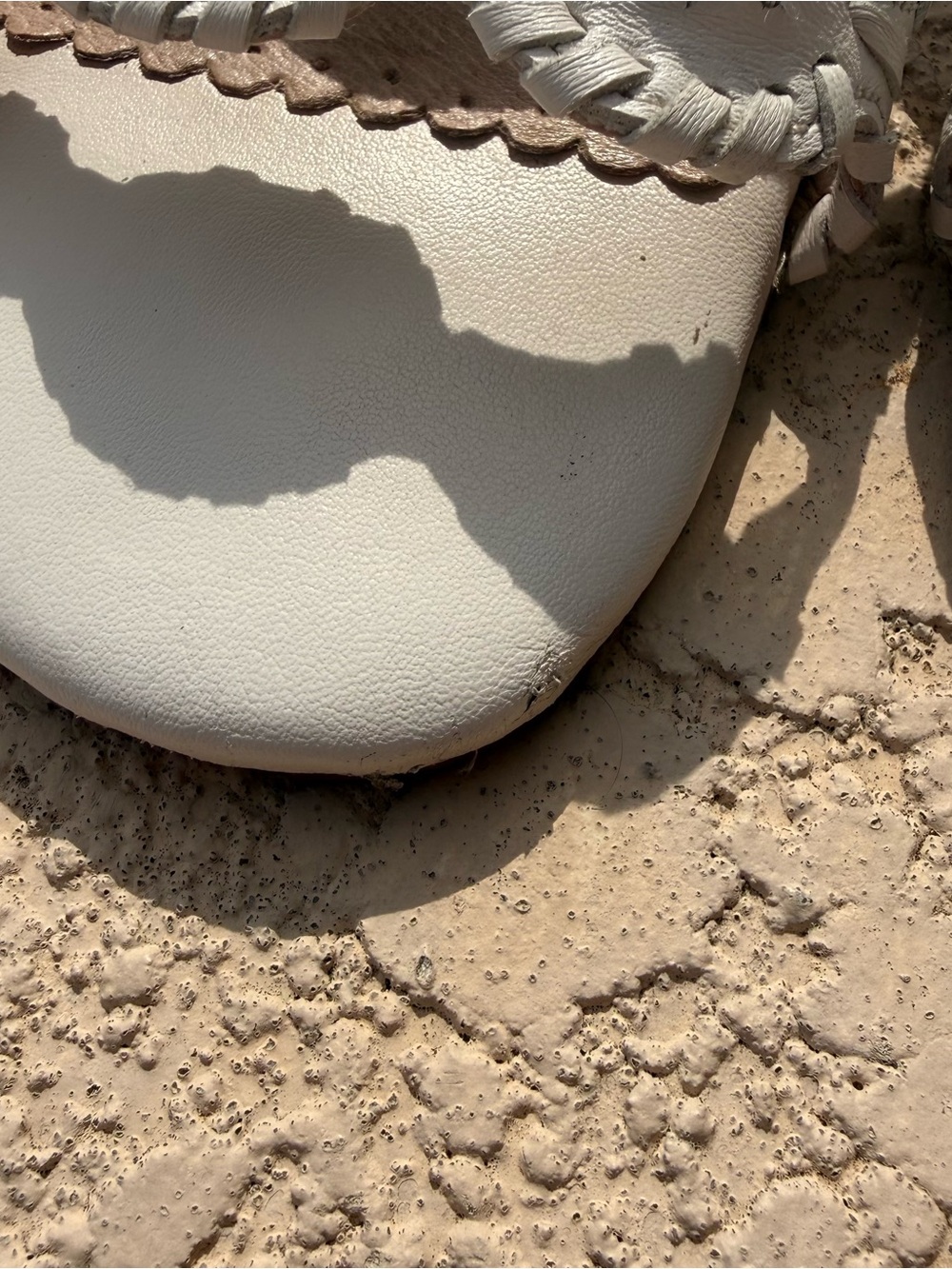 Jack Rogers Navajo Double Strap Slide Sandals Ivory Leather Whipstitched Size 9 - Picture 7 of 8